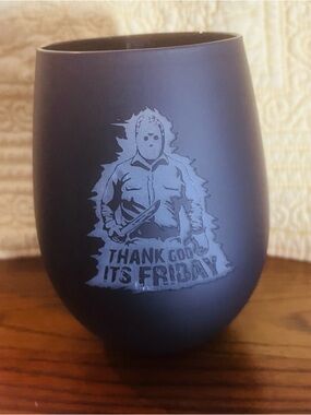 Matte Black 'Thank God It's Friday' Stemless Wine Tumbler